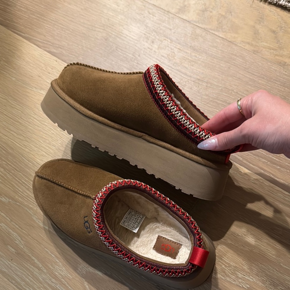 UGG Brown and Red Mules with Cozy Lining